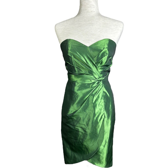 Alfred Angelo Green Strapless Formal Cocktail Holiday Prom Short Dress Size 2 - Picture 1 of 14